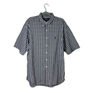 Ralph Lauren Blake 100% Cotton Dress Blue Gray Shirt Plaid Size XL